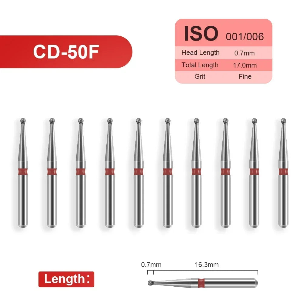 10pcs Dental Diamond Burs Drill for on Filling Crown