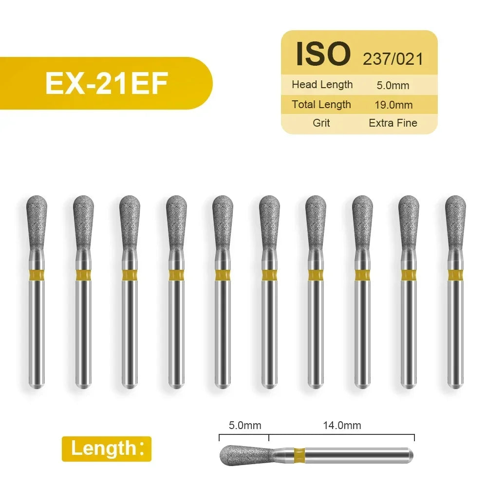 10pcs Dental Diamond Burs Drill for on Filling Crown