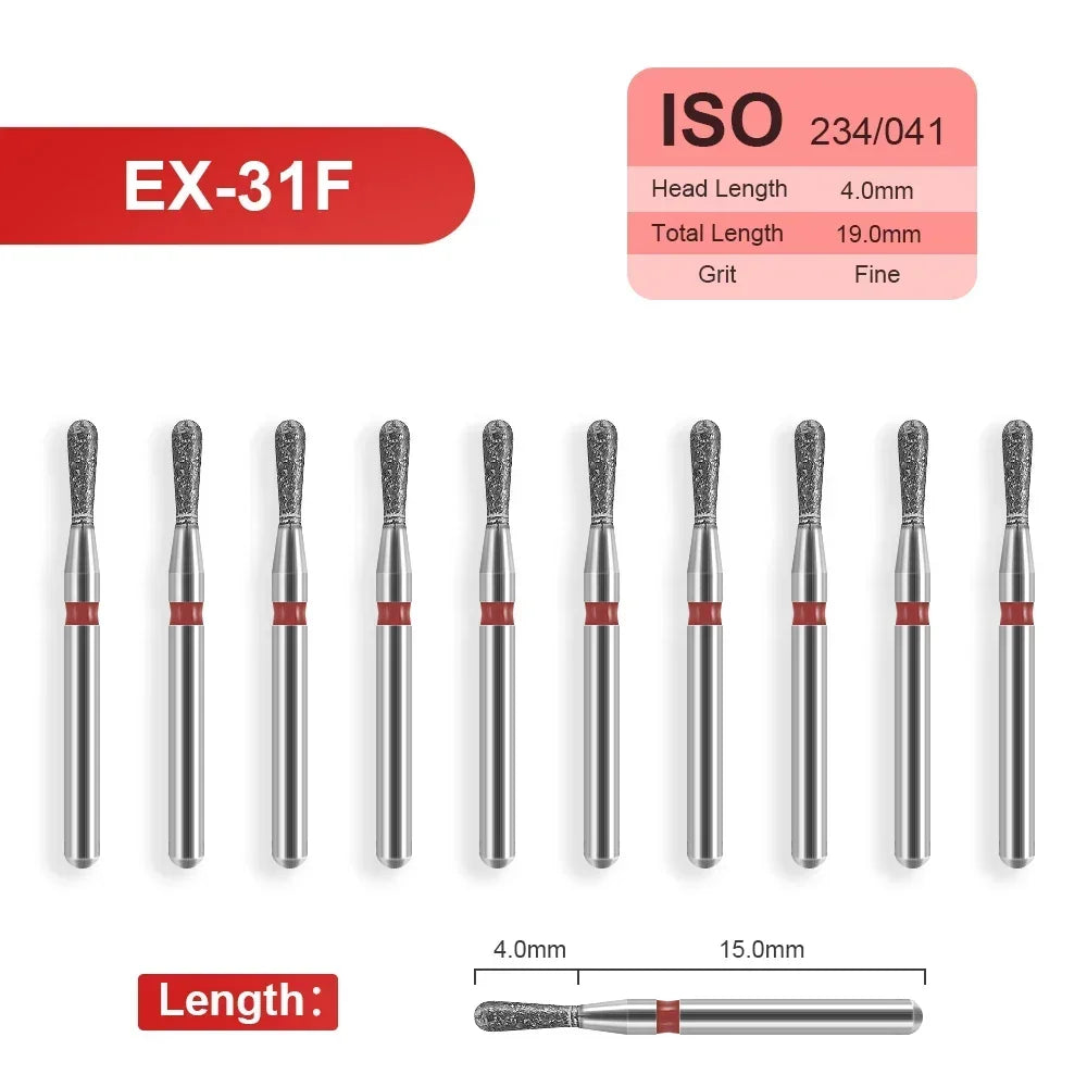 10pcs Dental Diamond Burs Drill for on Filling Crown