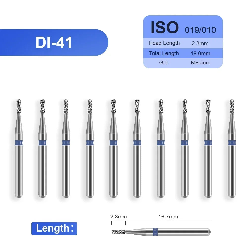 10pcs Dental Diamond Burs Drill for on Filling Crown