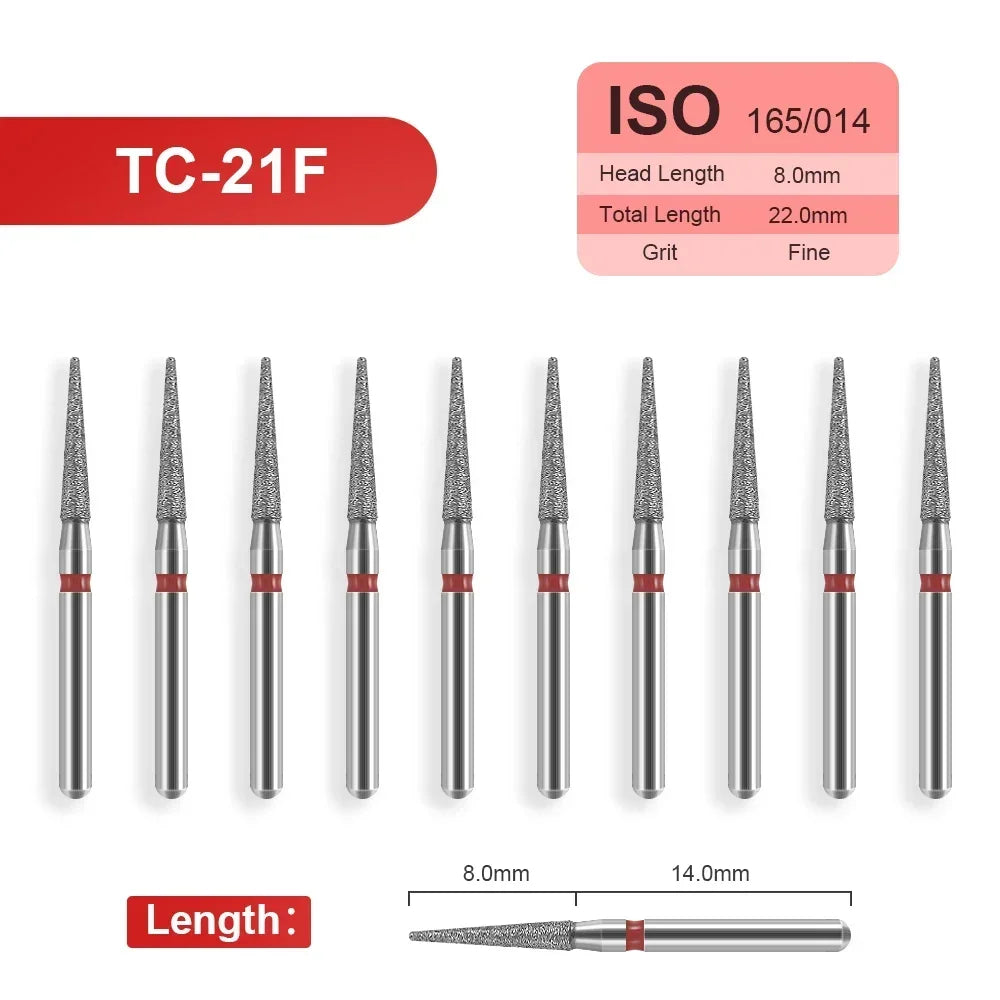 10pcs Dental Diamond Burs Drill for on Filling Crown