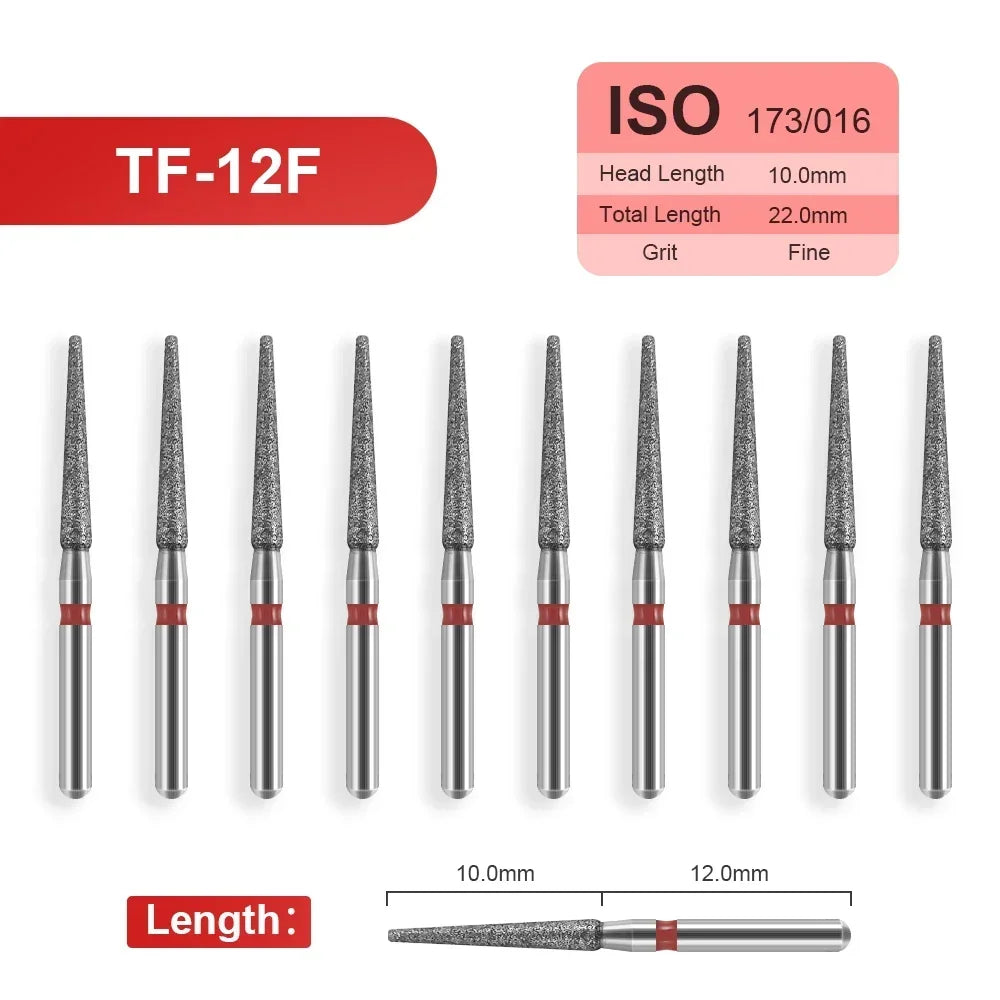 10pcs Dental Diamond Burs Drill for on Filling Crown