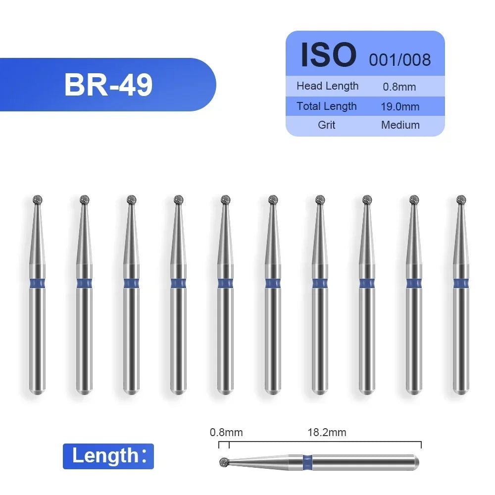 10pcs Dental Diamond Burs Drill for on Filling Crown