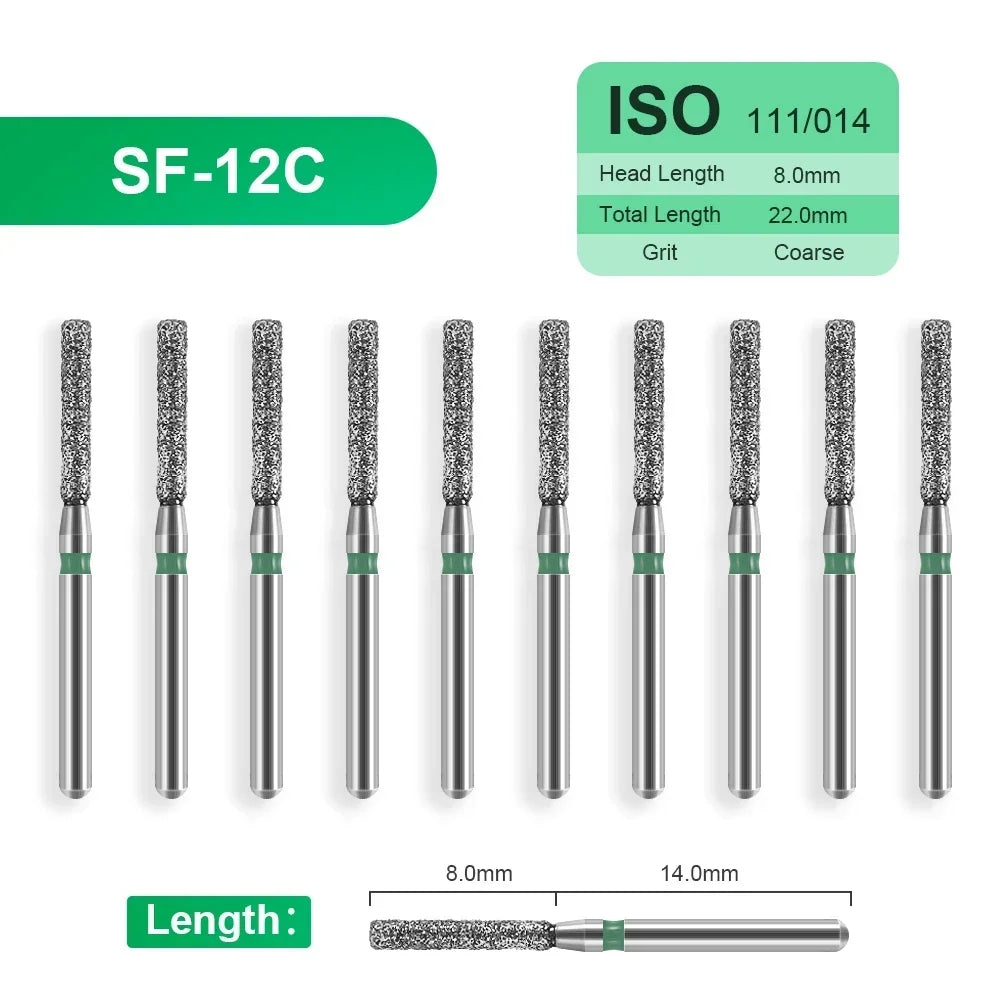 10pcs Dental Diamond Burs Drill for on Filling Crown