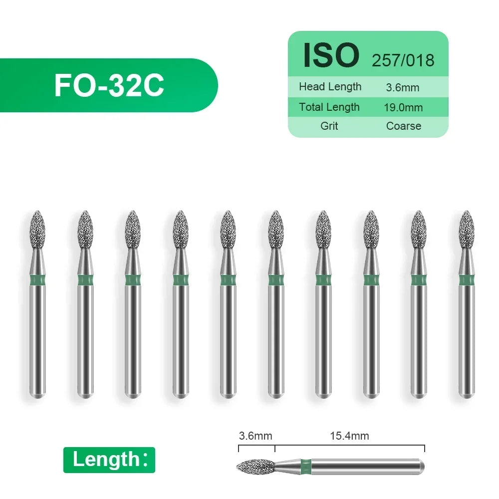 10pcs Dental Diamond Burs Drill for on Filling Crown