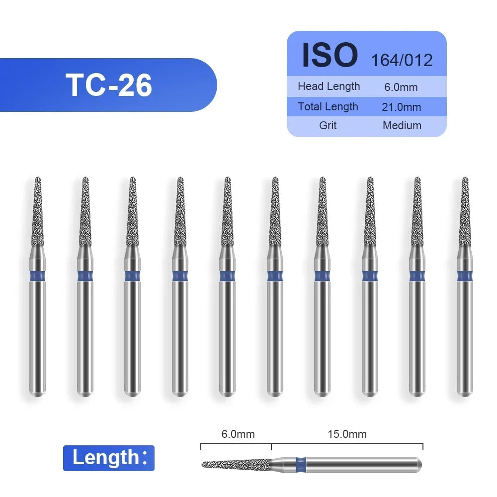 10pcs Dental Diamond Burs Drill for on Filling Crown