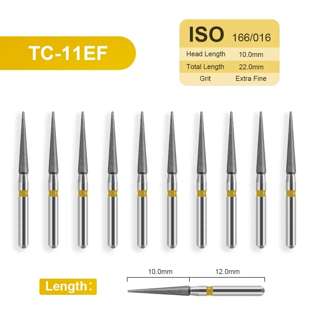 10pcs Dental Diamond Burs Drill for on Filling Crown
