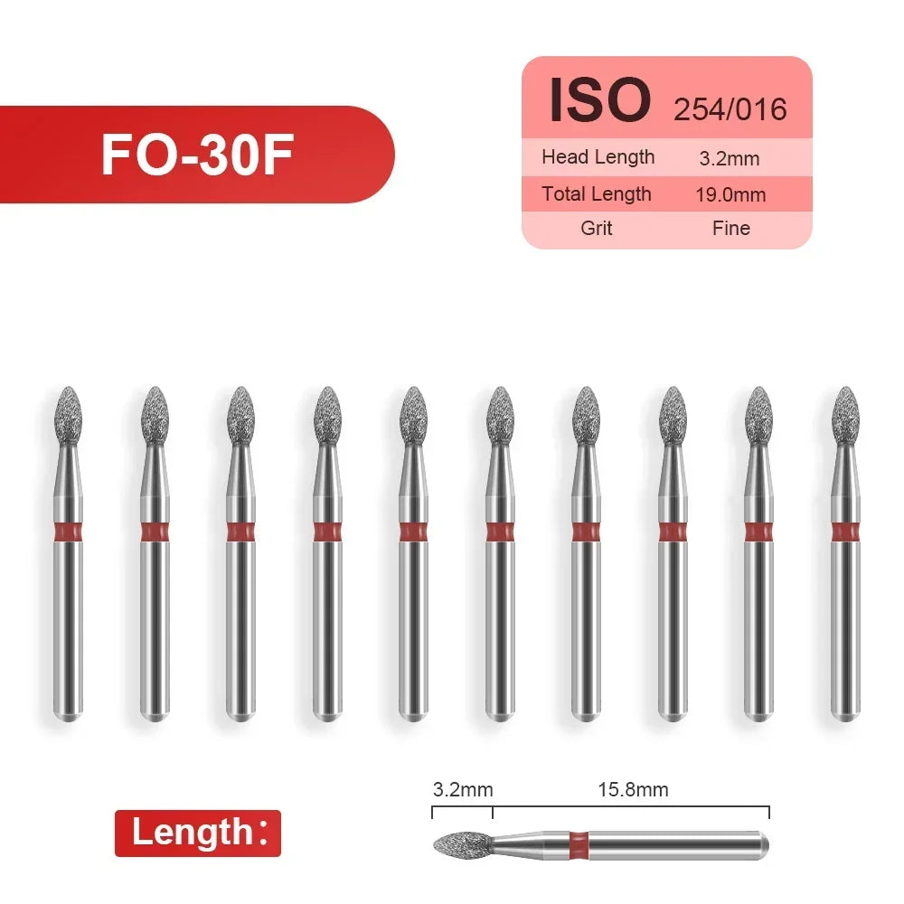 10pcs Dental Diamond Burs Drill for on Filling Crown