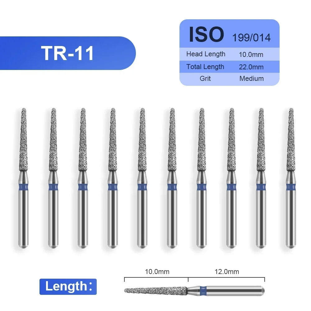 10pcs Dental Diamond Burs Drill for on Filling Crown