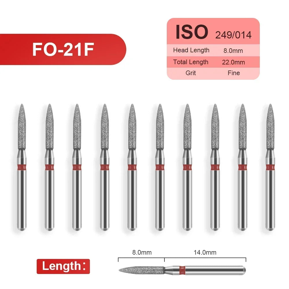10pcs Dental Diamond Burs Drill for on Filling Crown