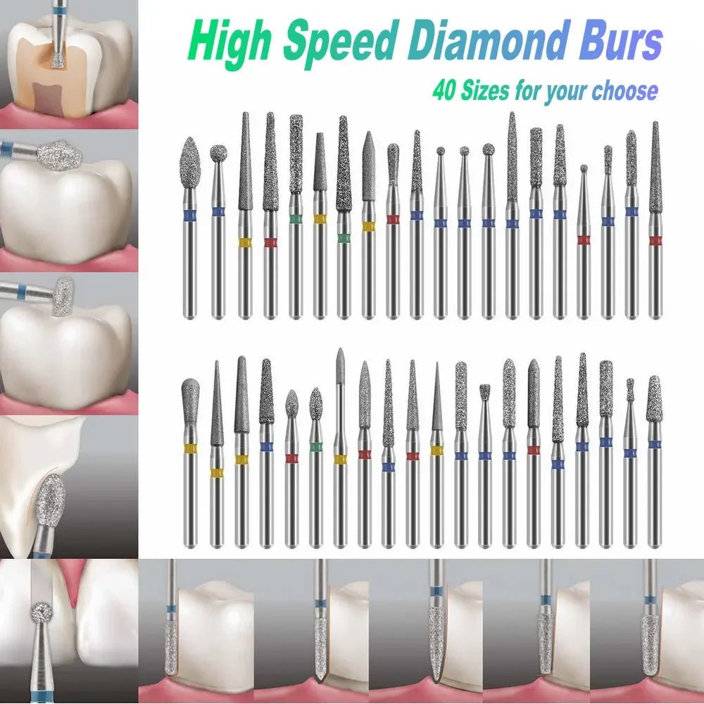 10pcs Dental Diamond Burs Drill for on Filling Crown