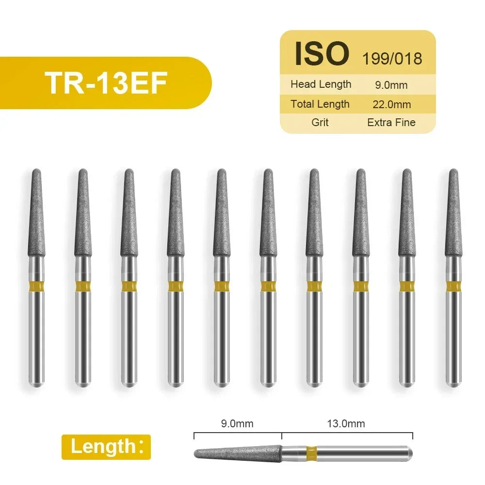 10pcs Dental Diamond Burs Drill for on Filling Crown