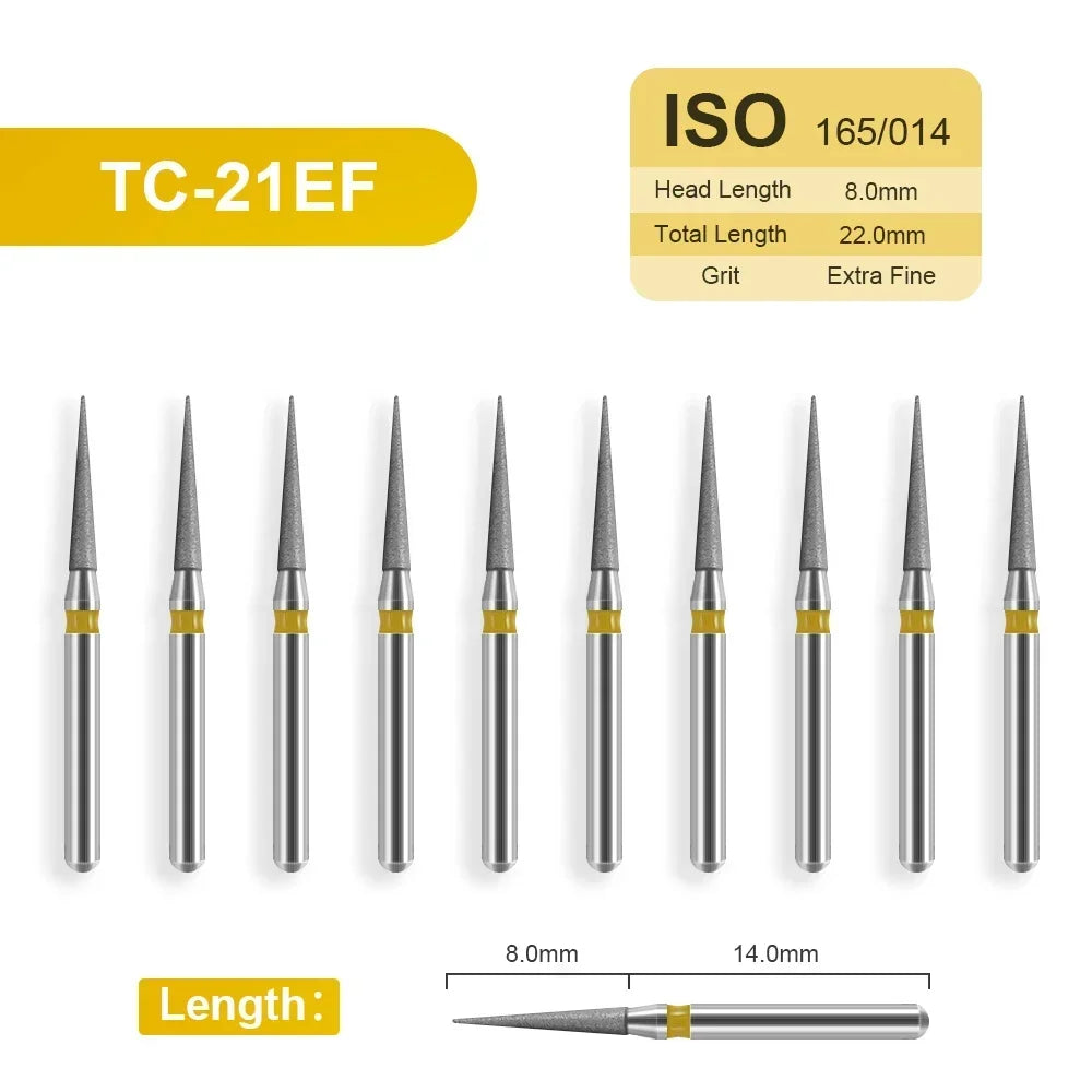 10pcs Dental Diamond Burs Drill for on Filling Crown