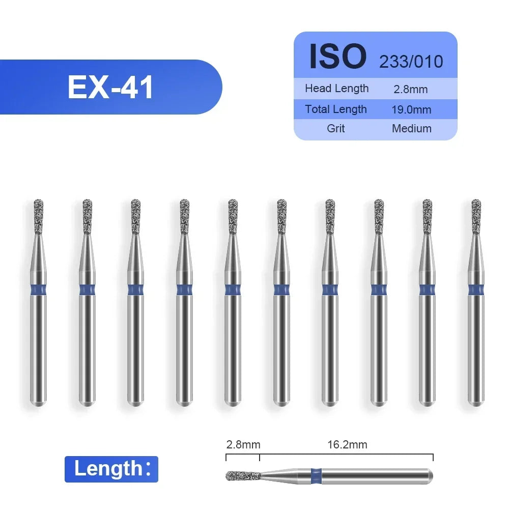 10pcs Dental Diamond Burs Drill for on Filling Crown