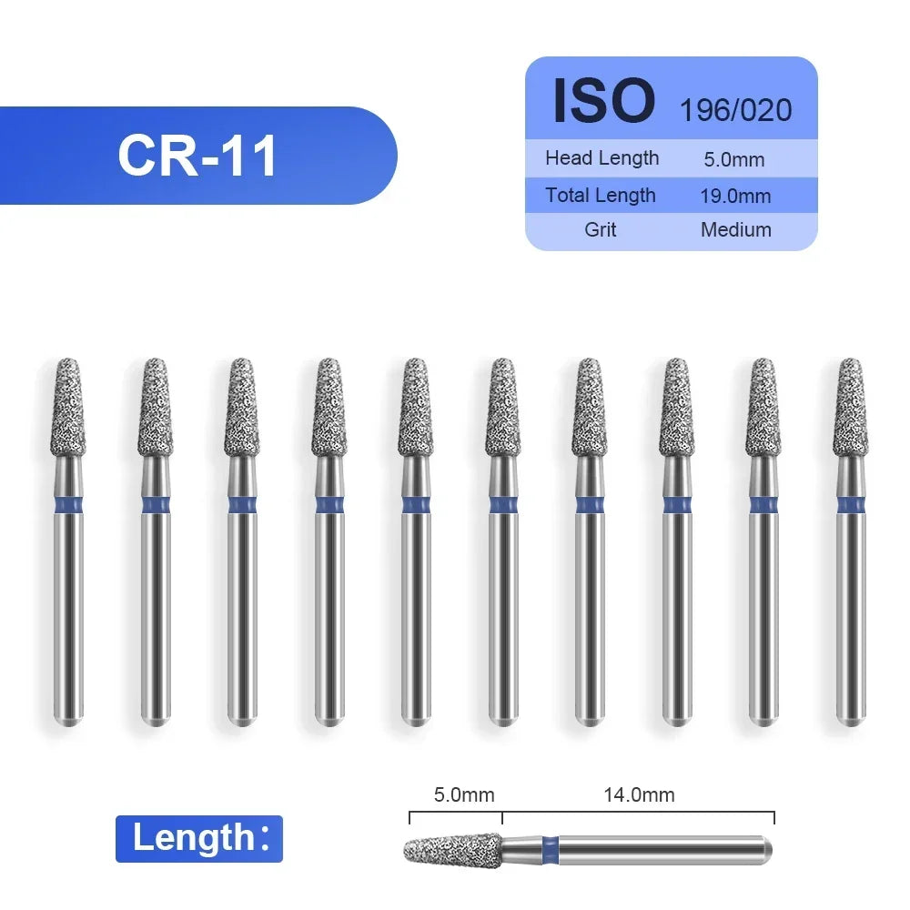 10pcs Dental Diamond Burs Drill for on Filling Crown