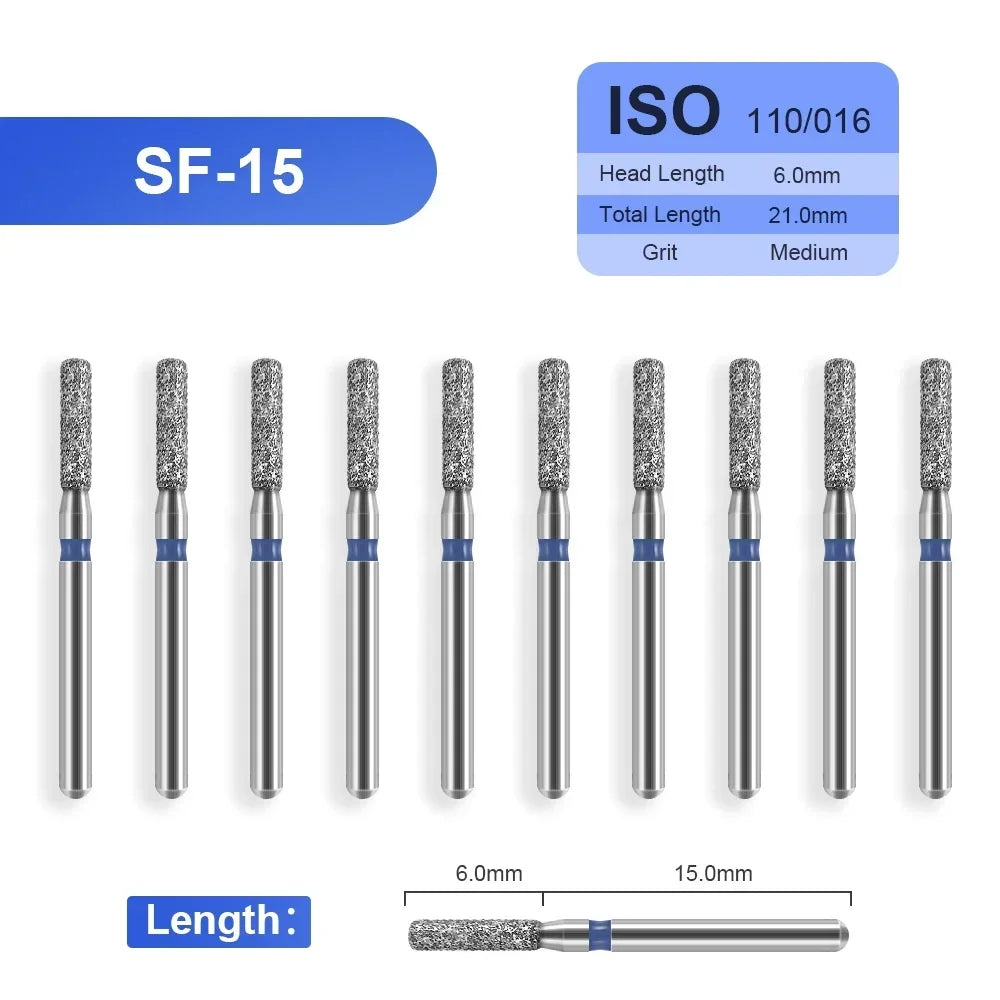 10pcs Dental Diamond Burs Drill for on Filling Crown
