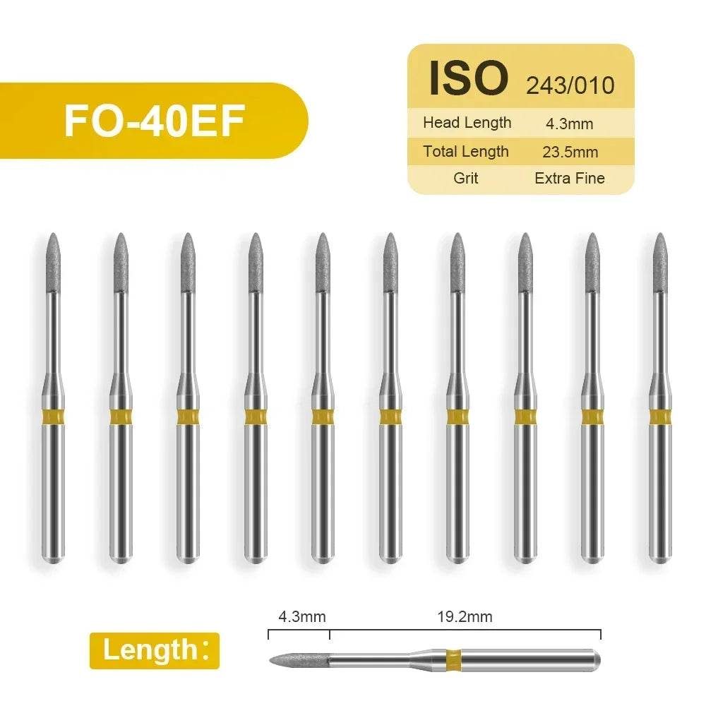 10pcs Dental Diamond Burs Drill for on Filling Crown